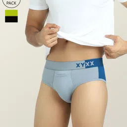 XYXX Sky Blue & Lime Green Micro Modal Briefs - Pack of 2 image 1