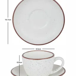 Goodhomes Color Bordered White Ceramic Tea Cup & Saucer - Set of 4 (200ml) image 4