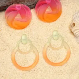 Karatcart Silver Multicolored Earrings for Women Pack of 2-image-90