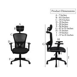 MRC Executive Chairs Jazz High Back Nylon and Mesh Revolving Office Chair (Black) image 5