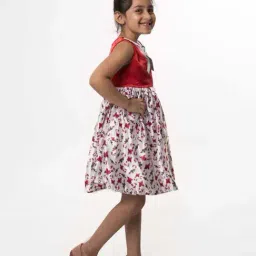 Many Frocks Kids Red Printed Dress image 3