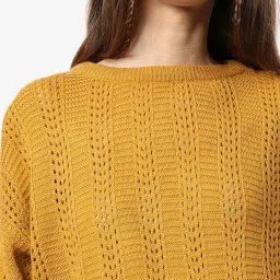 Campus Sutra Mustard Regular Fit Sweater image 5