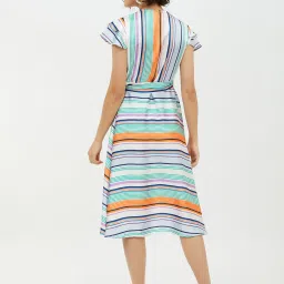 StyleStone Multicolor Striped Fit & Flare Dress image 2