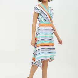 StyleStone Multicolor Striped Fit & Flare Dress image 3