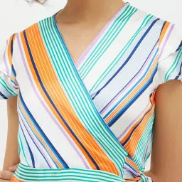 StyleStone Multicolor Striped Fit & Flare Dress image 5