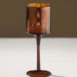Pure Home and Living Brown Glass Stem Candle Holder-picture-36