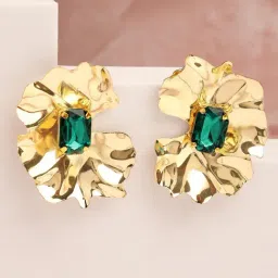 Karatcart Gold-Tone Plated Green Earrings for Women-image-53