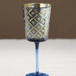 Pure Home and Living Blue Glass Geometric Pattern Stem Candle Holder-image-20