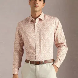 Louis Philippe Beige Cotton Regular Fit Printed Shirt-picture-23