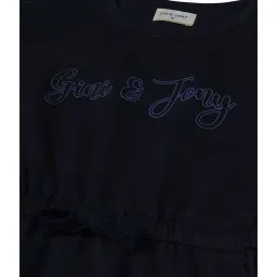 Gini & Jony Kids Black Cotton Printed Dress image 3