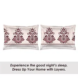 Layers Tuscany-3 Floral Red 104 TC Cotton Queen Bed Sheet with 2 Pillow Covers image 4