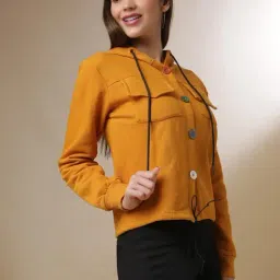 Campus Sutra Yellow Regular Fit Hoodie image 4