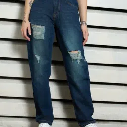 High Star Blue Relaxed Fit High Rise Jeans-picture-36