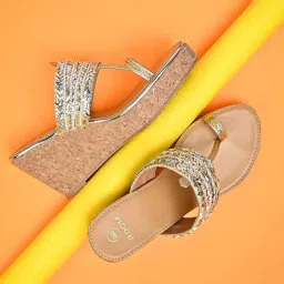 Rocia by Regal Women's Golden Toe Ring Wedges-picture-18