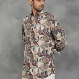 JadeBlue Multi-Color Rayon Slim Fit Abstract Shirt image 2