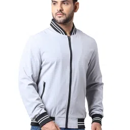 Parx Light Grey Full Sleeves Mandarin Collar Jacket image 3