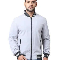 Parx Light Grey Full Sleeves Mandarin Collar Jacket image 1