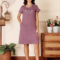 Bodycare Women Cotton Printed Nightdress-image-18