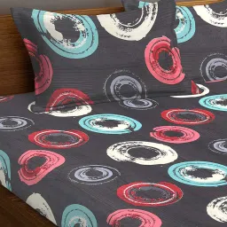 Klotthe Black & Red Polyester 210 TC Bed Sheets Set image 3