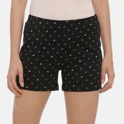 Curare Women Black & White Printed Cotton Lounge Shorts-image-13