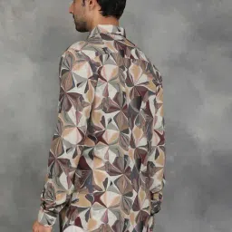 JadeBlue Multi-Color Rayon Slim Fit Abstract Shirt image 4