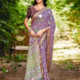 Saree Mall Lilac Woven Sarees With Unstitched Blouse-image-98