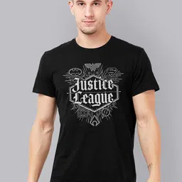 Free Authority Men Black Justice League Printed Round Neck Cotton Pure Cotton T-shirt-picture-25