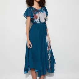 CODE by Lifestyle Print Flutter Sleeve A-Line Midi Dress image 4
