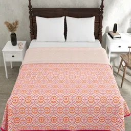 Myntra Elegant Homes Pink 180 GSM Ethnic Motifs Cotton AC Room Double Bed Dohar-picture-15