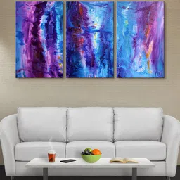 999Store Set of 3 Blue & Purple Abstract Canvas Wall Art-image-75