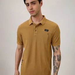 SPYKAR Men Self Design Polo Collar Cotton Slim Fit T-shirt-picture-35