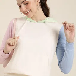 HERE&NOW Colourblocked Full Sleeves Hooded Sweatshirt-picture-28