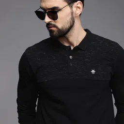 WROGN Men Black Polo Collar Slim Fit Pure Cotton Casual T-shirt-picture-37
