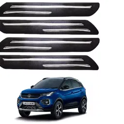 SCA Rubber Car Side Bumper Protector Guard with Double Chrome Strip for Tata Nexon2020 New Model Black (Set of 4)-picture-44