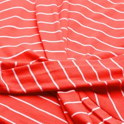 FEMEA Women Red & White Pure Cotton Striped Twisted Crop Top image 2