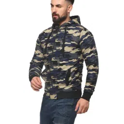 Campus Sutra Blue Regular Fit Printed Hooded Jacket image 3