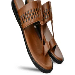 ZIRSQ Men Tan Synthetic Leather Sandals image 3