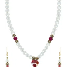 AKSHARA Girls White & Red Handcrafted Beaded Jewellery Set-image-82