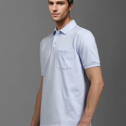 Louis Philippe Men Geometric Printed Polo Collar Cotton T-shirt image 3