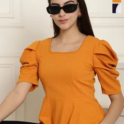 Metronaut Puff Sleeve Peplum Top-picture-17