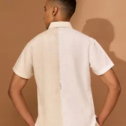 VIVEK KARUNAKARAN Men Spread Collar Solid Linen Slim Fit Casual Shirt image 4