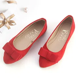 Hola Bonita Slip On Solid Bellies With Bow Applique - Red-picture-11