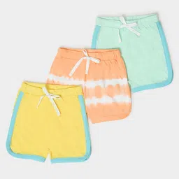 Mi Arcus  Cotton Tie & Dye & Solid Shorts Pack of 3 Yellow & Blue-picture-31