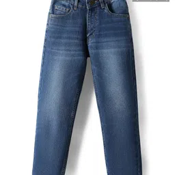 Pine Kids Denim Woven Full Length Washed Jeans - Navy Blue-image-77