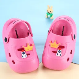 Cute Walk by Babyhug Slip On Clogs With Crown & Rocket Applique - Pink-picture-35