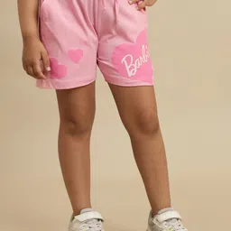 Kidsville Knit Mattel Featuring Barbie Text Printed Shorts - Pink-image-53