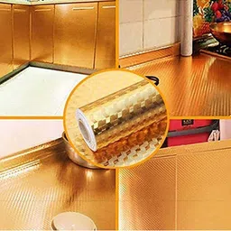 Aura Gold Hexa Self Printed Self Adhesive Wall Sticker 200CM x 60CM image 3