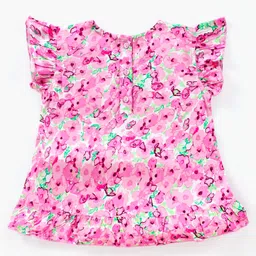 Babyhug Frill Sleeves Rayon Top With Floral Print- White image 2