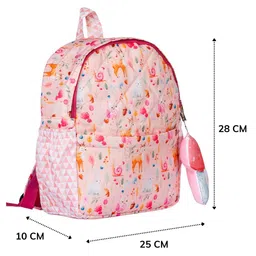 Rosada Forest Deer Printed Backpack for Kids With Matching Keychain hanging, Waterproof Trendy and Spacious Kids Backpack, Stylish Bag for Kids - Small(10 Inches) image 2