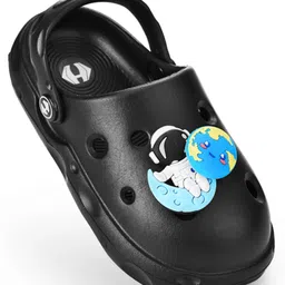 HOPPA SWEDEN Perforated Clogs With Astronaut Charms - Black image 3